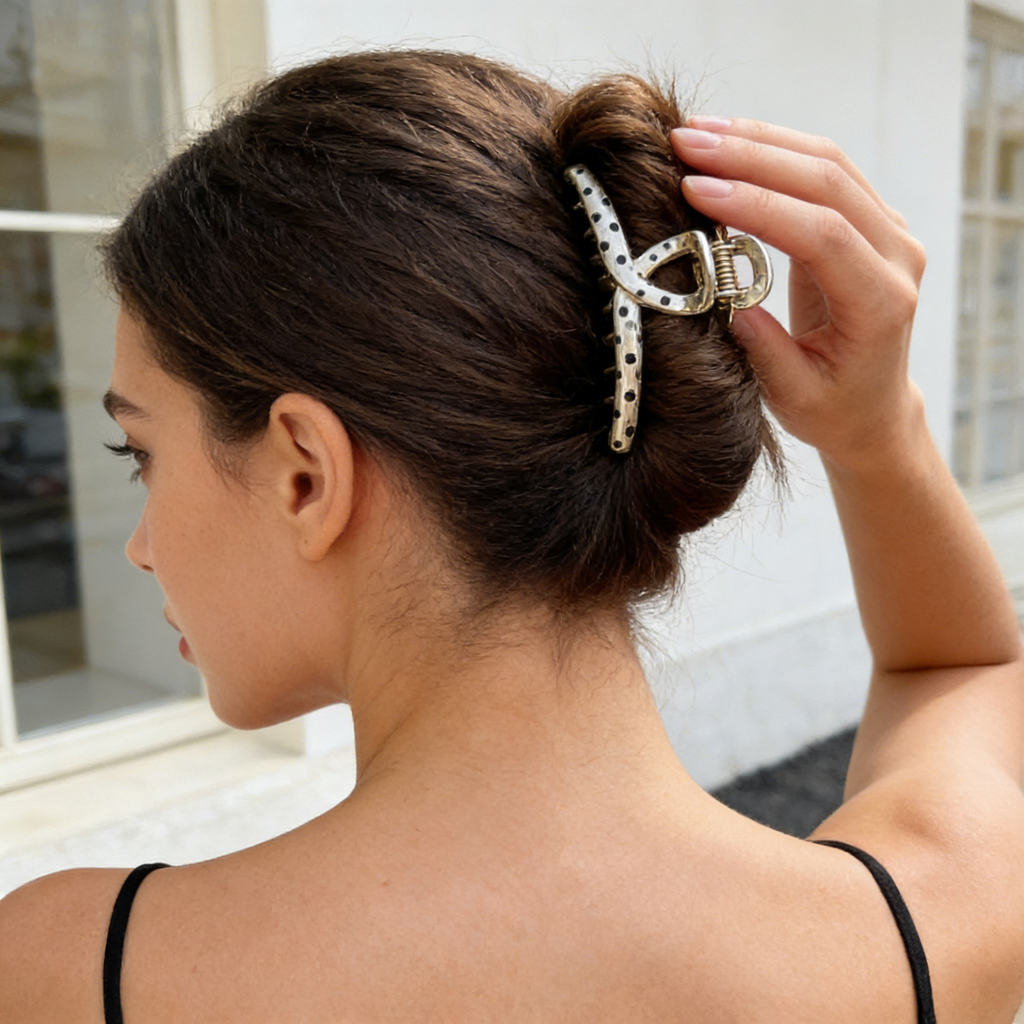 Gold Polka Dot Hair Claw Clip