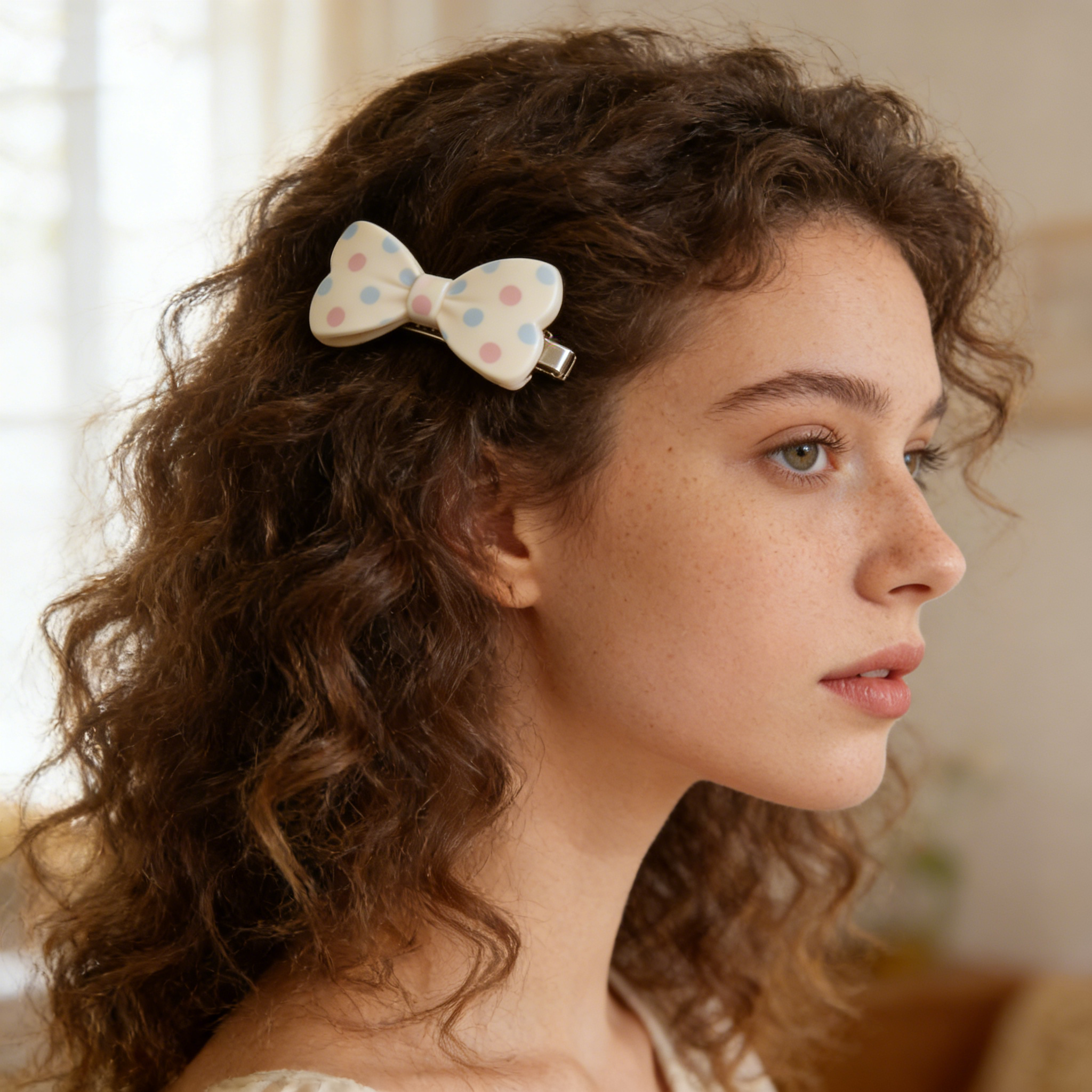 Pastel Polka Dot Bow Hair Clip