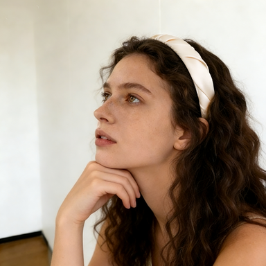Ivory Satin Twist Headband