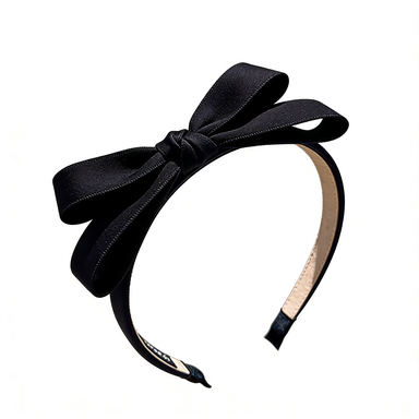Black Satin Bow Headband