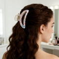 Pastel Marbled Crescent Hair Claw Clip