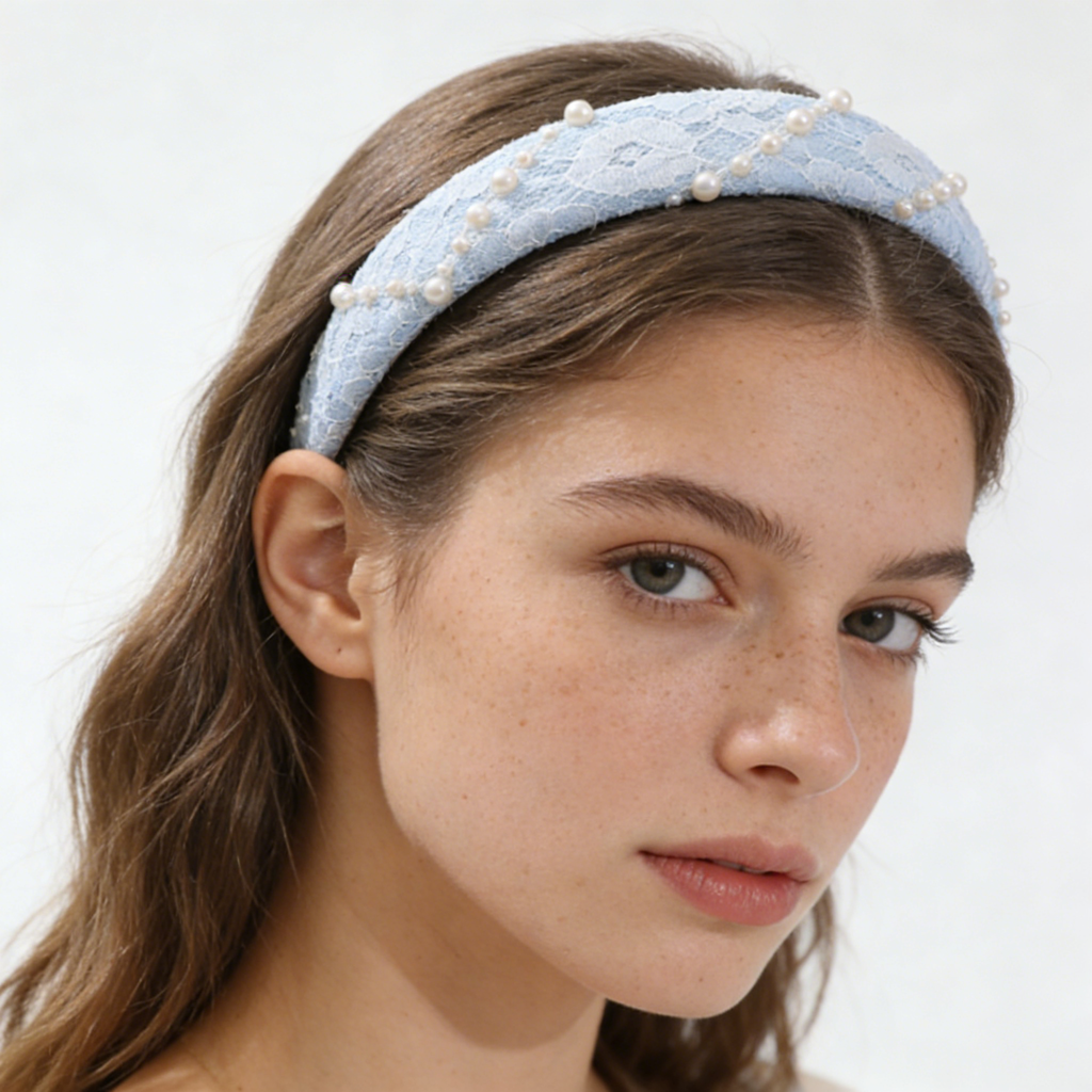 Blue Lace Pearl Headband