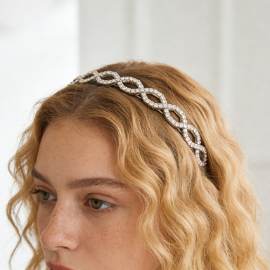 Silver Crystal Link Headband