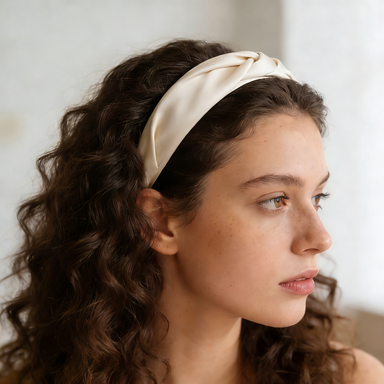 Champagne Satin Twist Headband