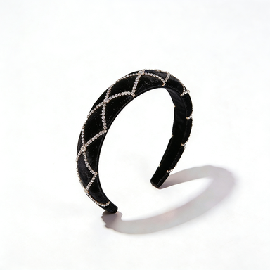 Black Velvet Crystal Crisscross Headband