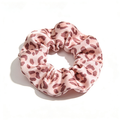 Pink Leopard Print Satin Scrunchie