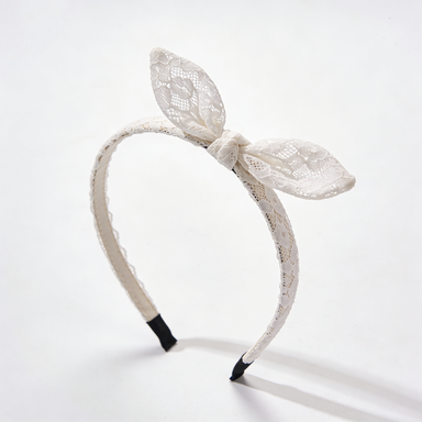 White Lace Bunny Ear Headband