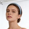 Blue Satin Polka Dot Thin Headband