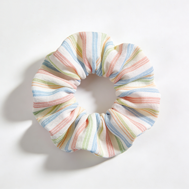 Pastel Rainbow Striped Scrunchie