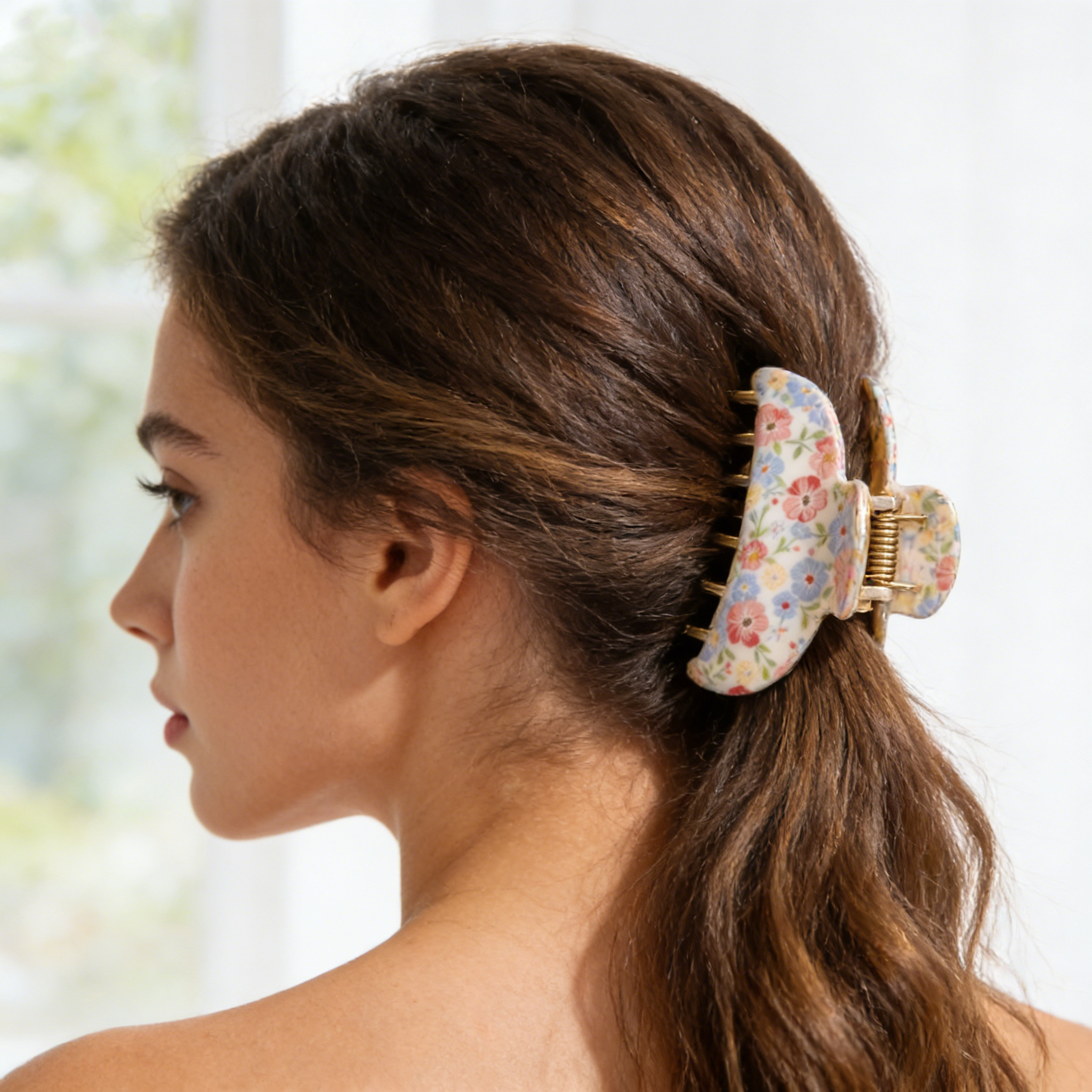 Vibrant Floral Print Hair Claw Clip