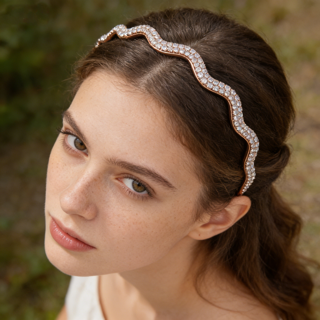 Rose Gold Wavy Crystal Headband