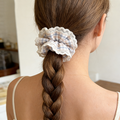 Pastel Plaid Lace Scrunchie