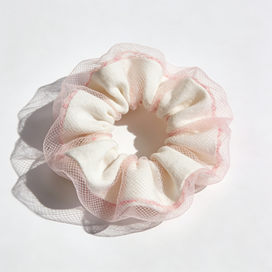 Pink Tulle Overlay Scrunchie