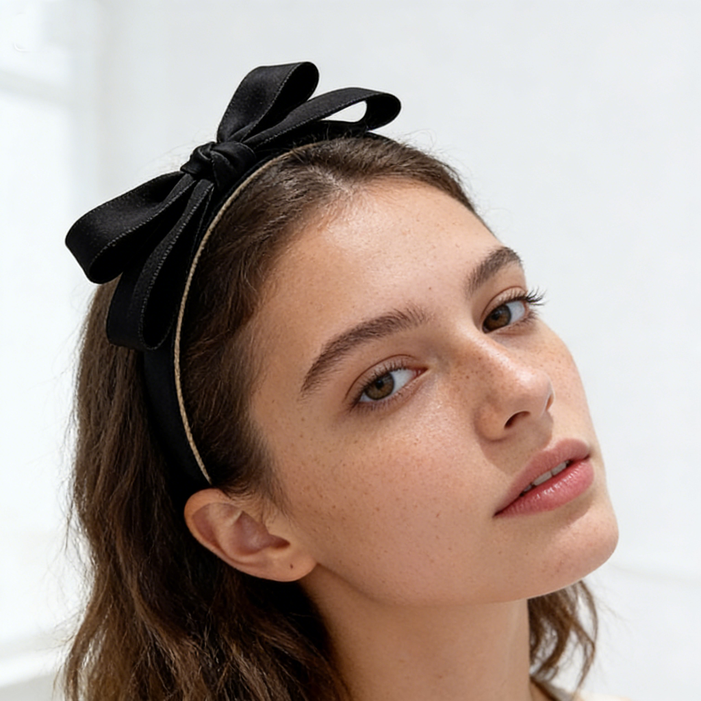 Black Satin Bow Headband