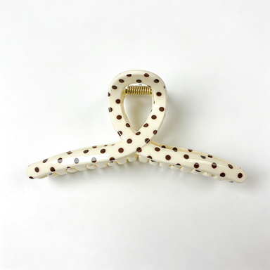 Cream Polka Dot Hair Claw Clip