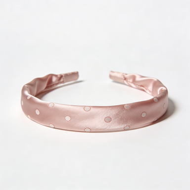 Pink Satin Polka Dot Headband