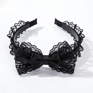 Black Lace Bow Headband